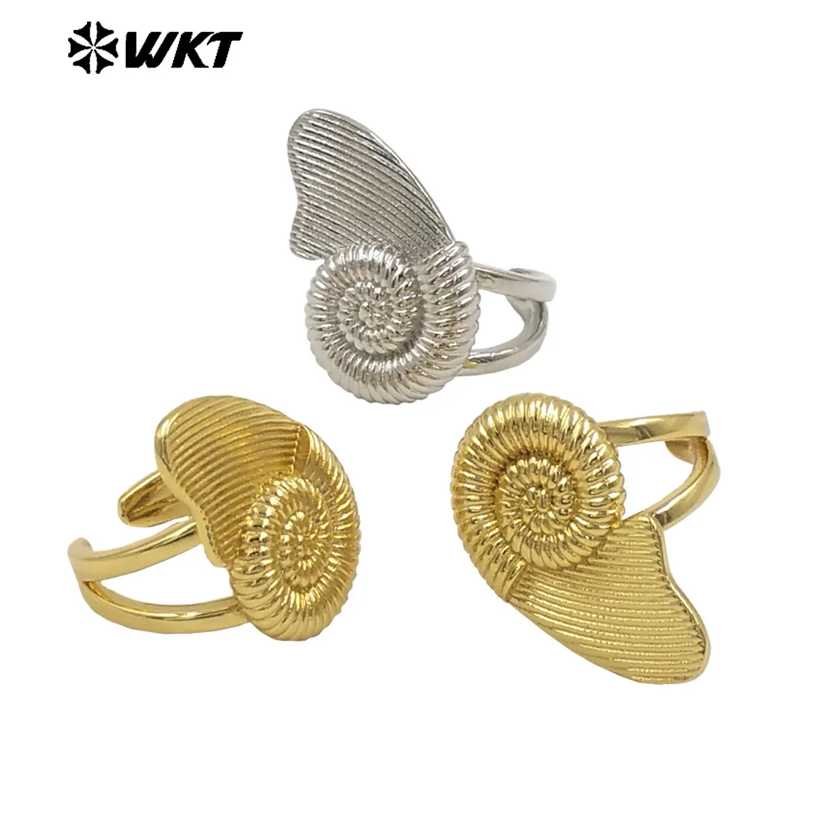 WT-R549 Wholesale Women Fashion 18k Gold/Silver Plated Unique Style Brass Metal Trumpet Ring For Party Resist Tarnishable