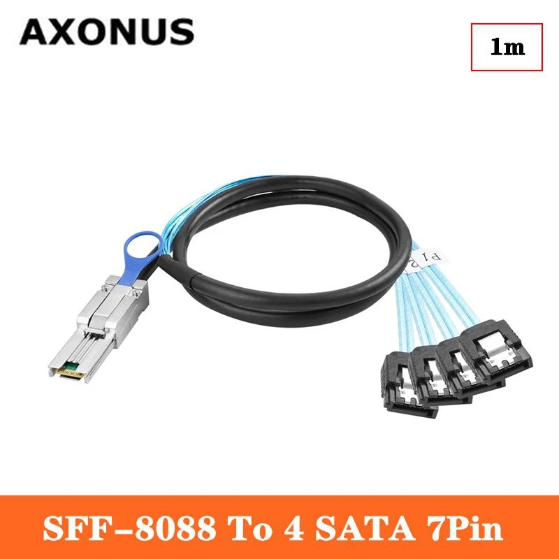 Gold Plated Hydrogen Free Copper Mini SAS Cable SFF-8088 To 4 SATA 7Pin Server Chassis Disk Array Data Cable