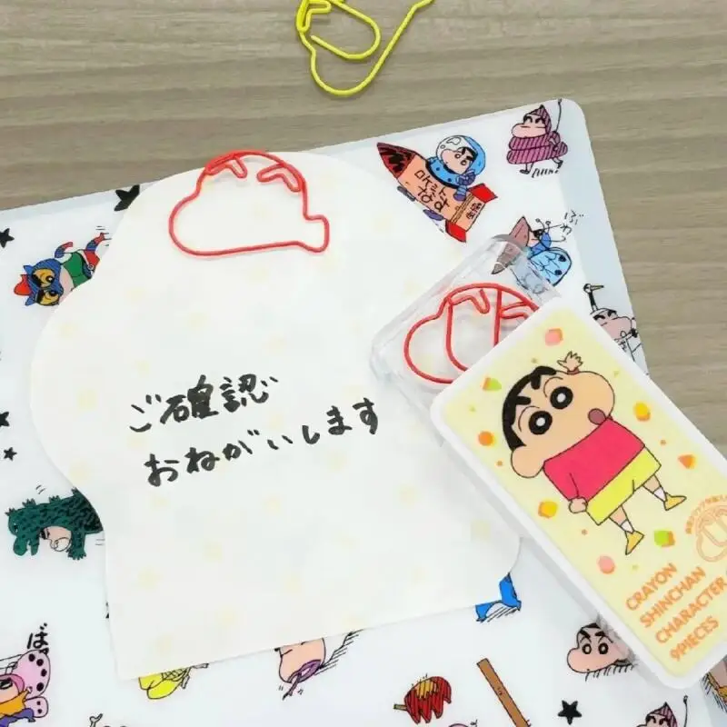 10 قطعة الكرتون أنيمي تلوين شين تشان لطيف التصميم مشبك ورق Kawaii طالب المعادن المرجعية الإبداعية المشبك الديكور هدية