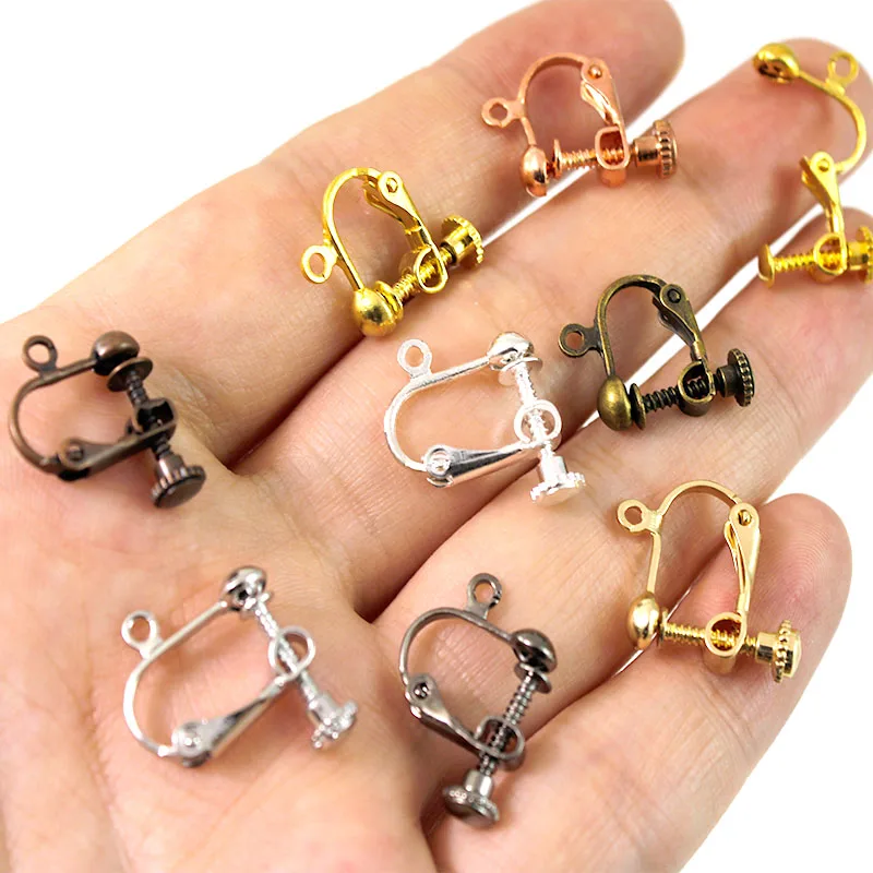 10Pcs Brass Screw Ear Clip Converter Ear Cuffs no piercing for DIY Handmade Clip On Earrings Parts No Pierced Ear Clips Jewelry