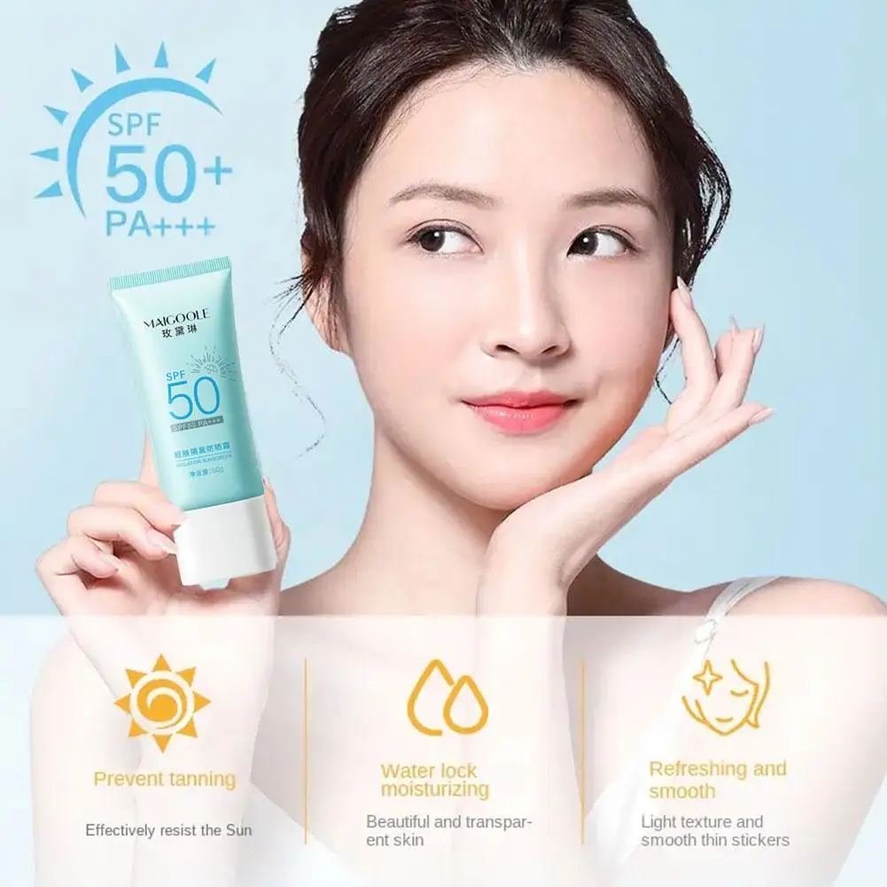 Krim Tabir Surya Pelembab SPF 50 + Anti-UV, Losion pelindung terik matahari tahan air Concealer wajah panjang dan tubuh 60G Cre I2F0