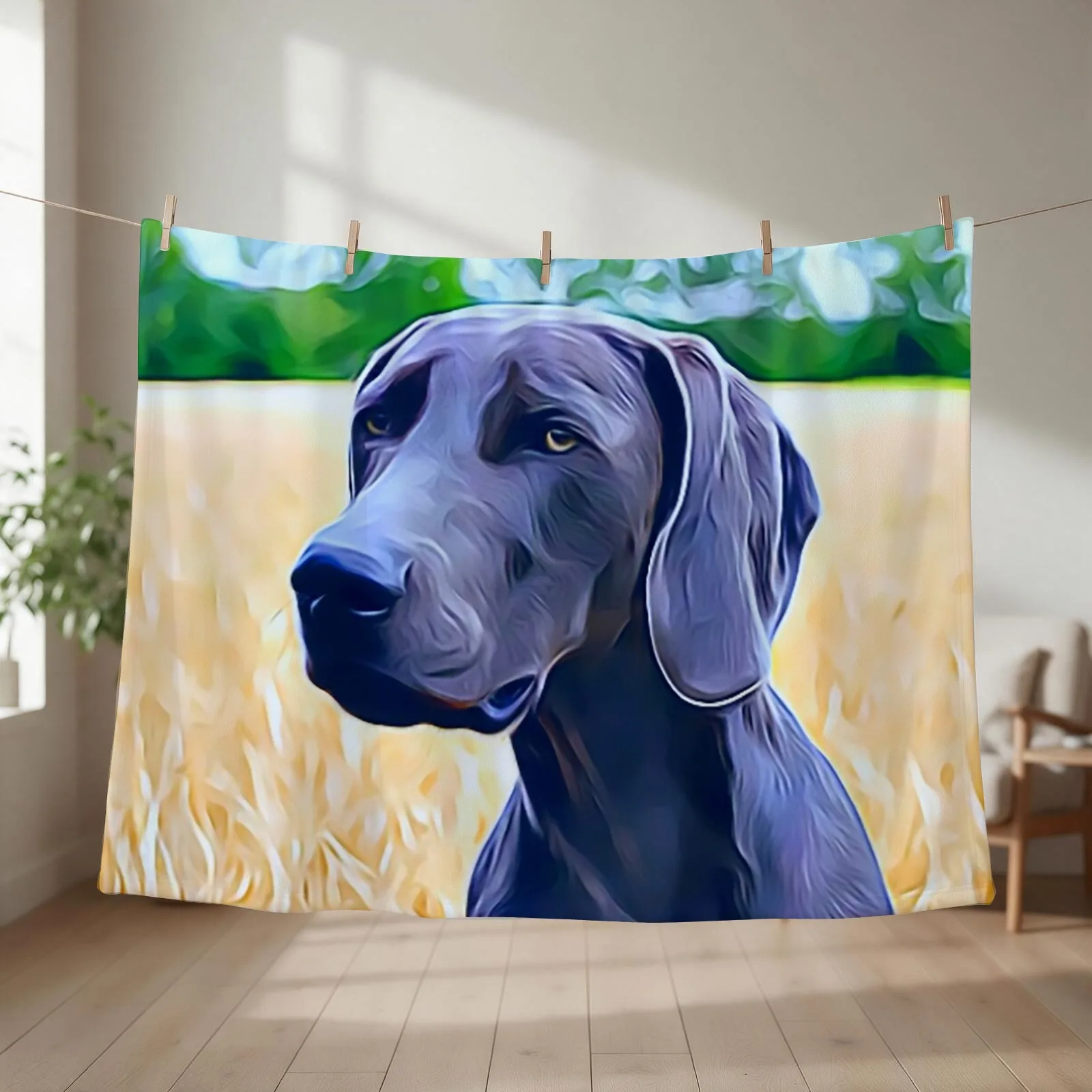 New The Weimaraner Hunting Dog Throw Blanket couch cozy soft plush fuzzy picnic outdoor blanket