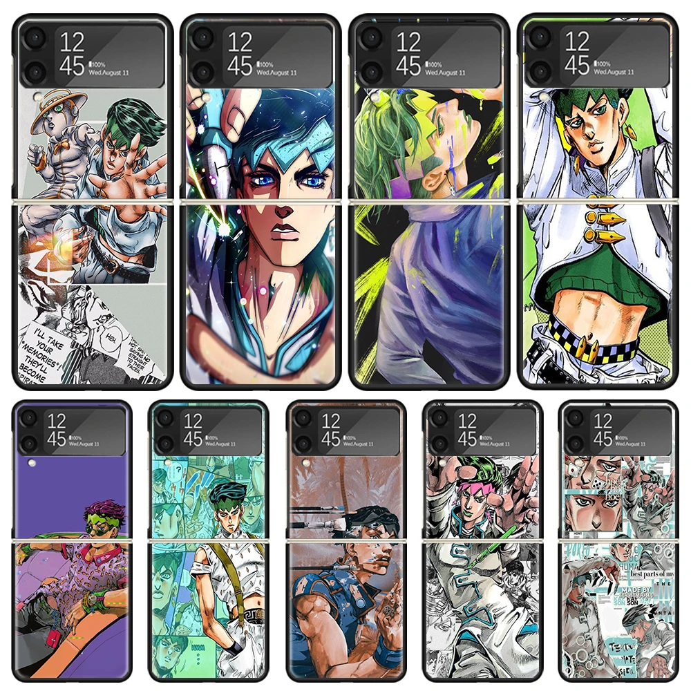 JoJo's Bizarre Adventure Rohan Kishibe Black Phone Cases for Samsung Z Flip 6 5 4 3 Luxury Hard Galaxy ZFlip6 Flip5 Flip4 Flip3