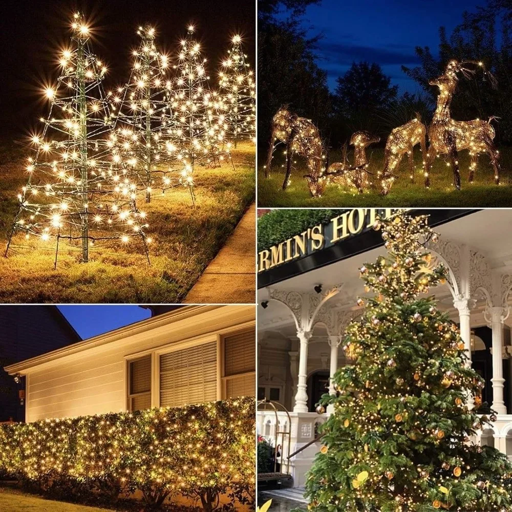 Luces de árbol de Navidad de hadas multicolores, luces de cadena LED con pilas impermeables, Mini cadena de luces de alambre verde