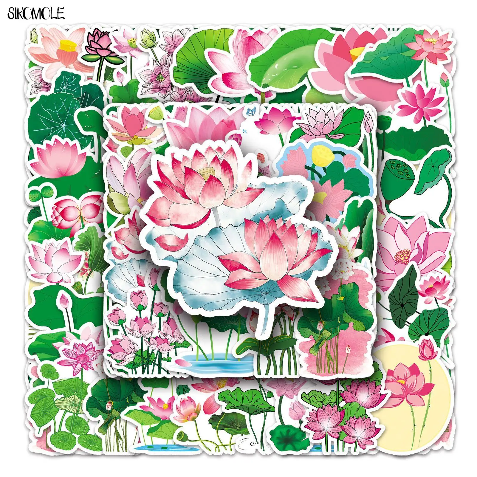 

10/30/50pcs Lotus Leaf Graffiti Stickers Plant Flower DIY Kid Gift Toys Laptop Suitcase Skateboard Guitar Decals Cartoon Sticker