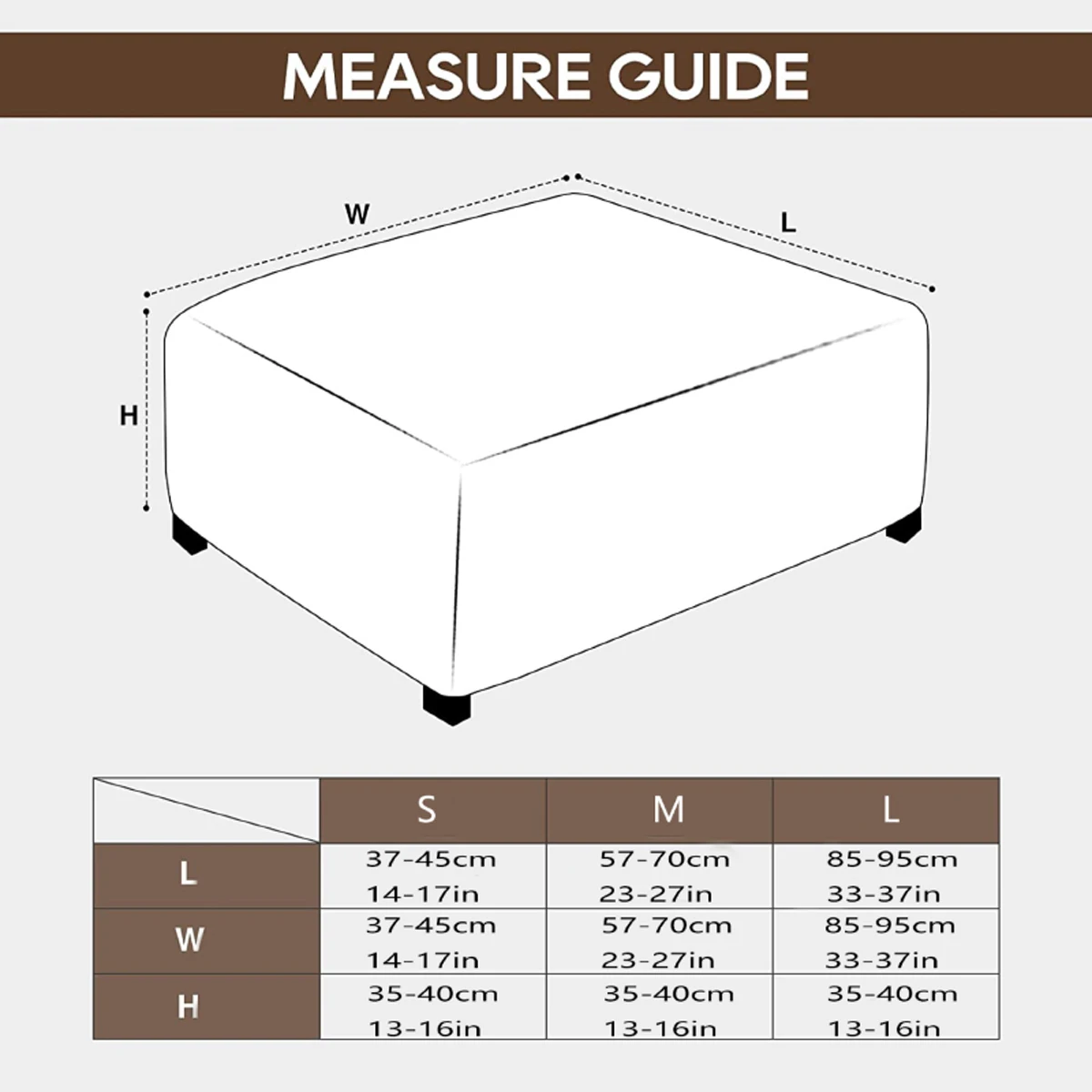 Ottoman Cover Rectangular Stretch Jacquard Nonslip Elastic Pattern Ottoman Slipcover Storage Ottoman Cover Foot Stool Cover
