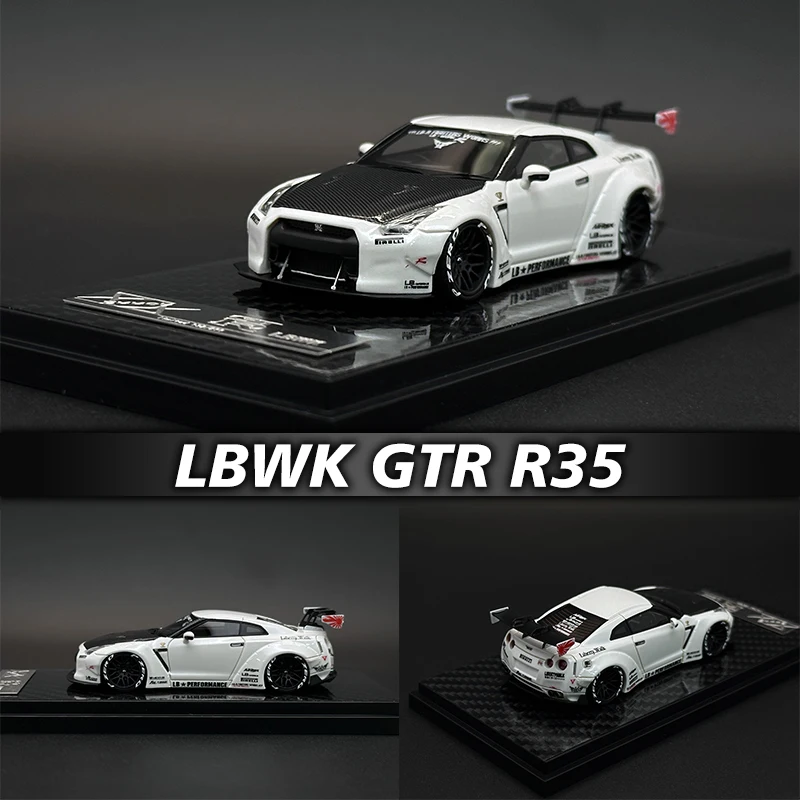 404 Error In Stock 1:64 LBWK GTR R35 Pearl White Carbon Cover Resin Diorama Car Model Collection Miniature Toys