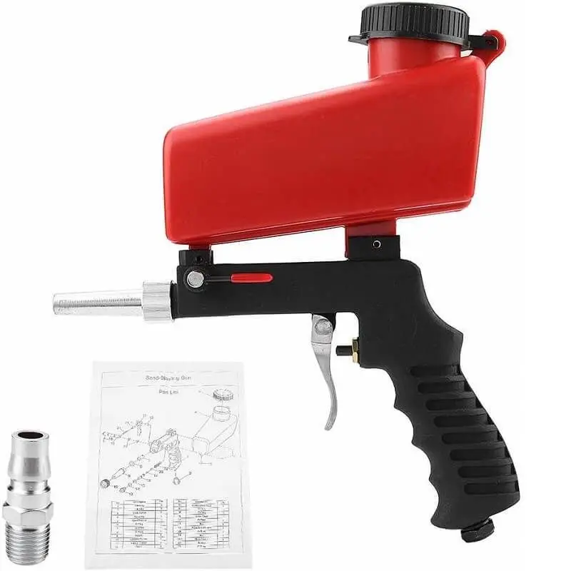 90psi Portable Pneumatic Sandblasting Gun 1/4'' Sand Blaster Paint Spray Machine Small Handheld Gravity Blasting Gun