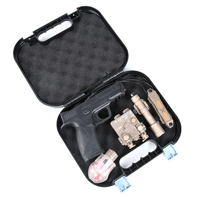 戦術ピストル安全ケース ハードシェルガン収納ボックス パッド入りフォームライニング付き G17ツール収納 ハンティングトイガンアクセサリー用