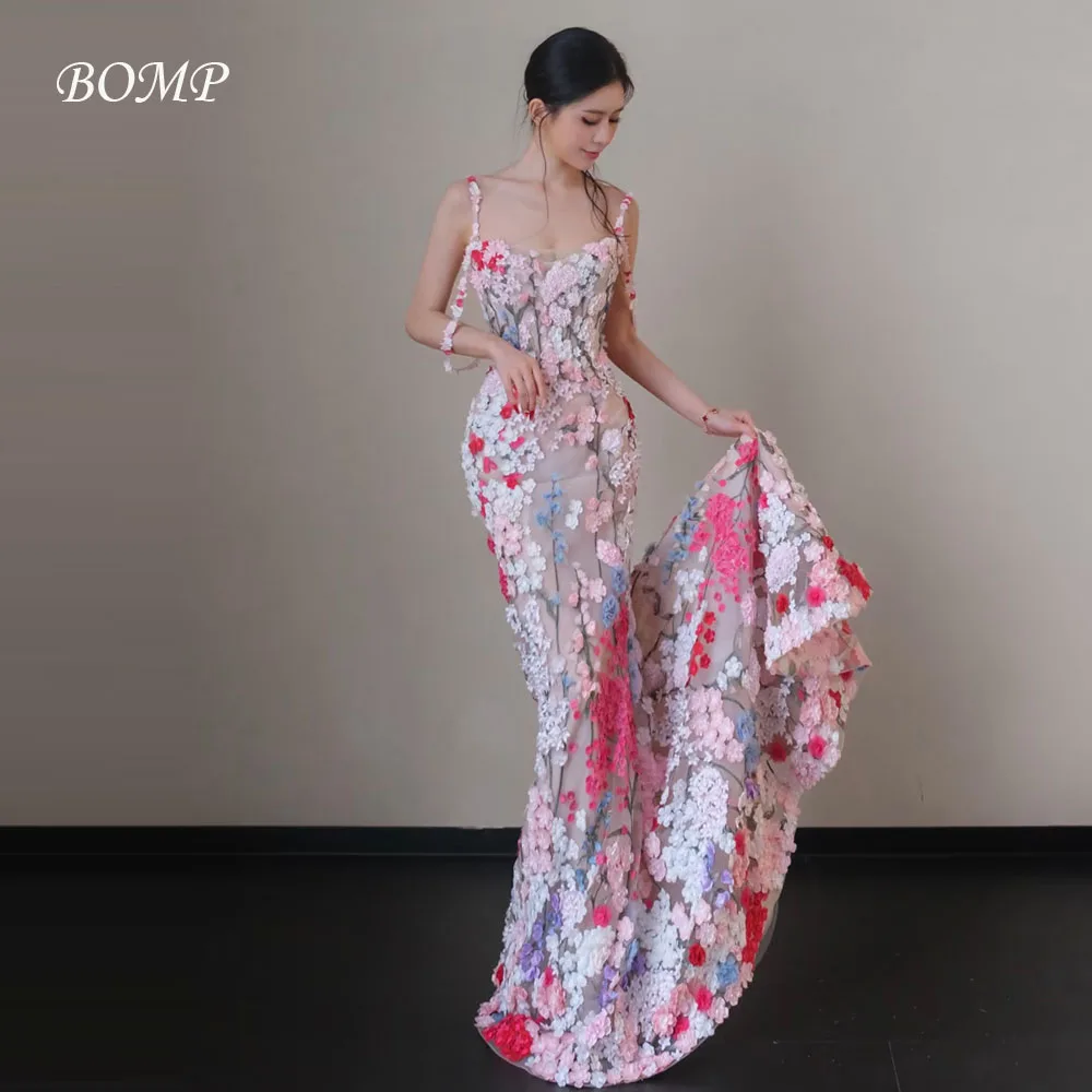 BOMP Abito da sposa principessa con scollo a cuore Bellissimo colore caramella Fiori 3D Corea Servizio fotografico Abito da ricevimento nuziale Personalizzato nnegolare