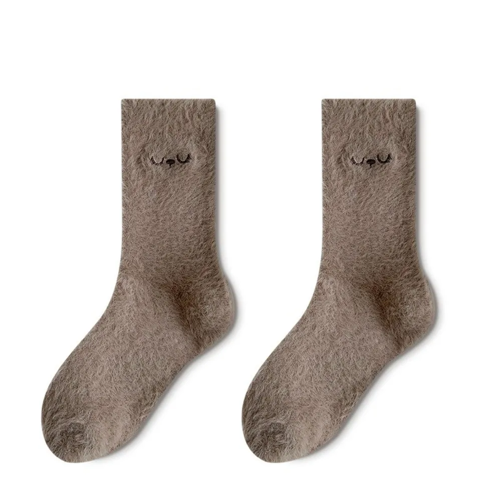 

Мягкие мультяшные носки из норкового вельвета, нескользящие, термо, для дома, утолщенные, зимние, теплые, пушистые, средней длины