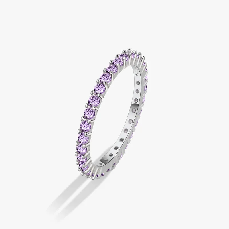 KOFSAC High Quality S925 Silver Rings For Women Romantic Zirconia Purple Ring White Gold Wedding Engagement Trendy Jewelry