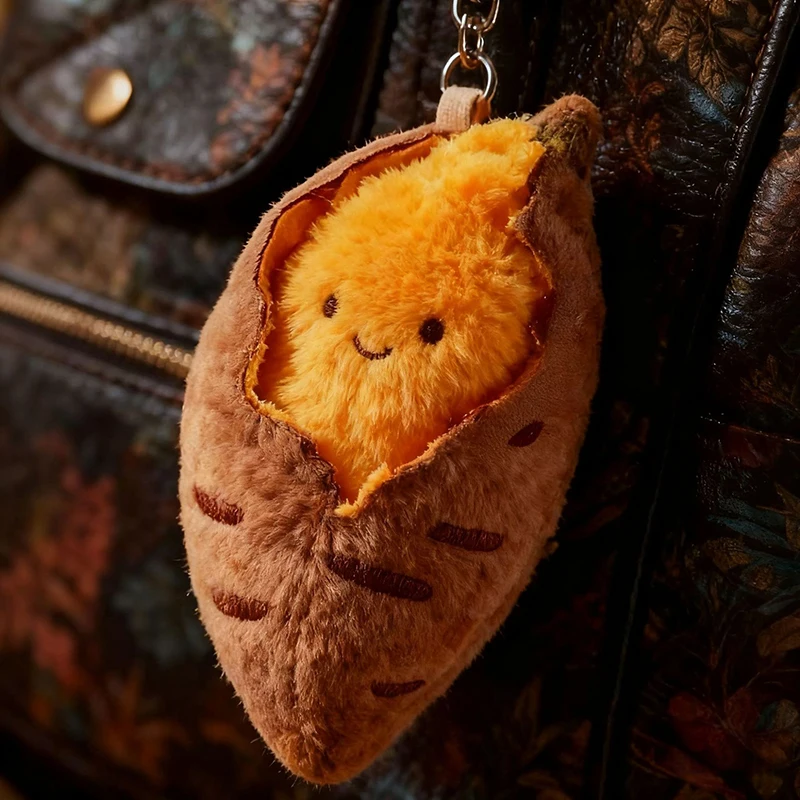 Niedlicher Kreativer Gerösteter Süßkartoffel-Plüsch-Anhänger Cartoon-Imitation Lebensmittel-Stoffpuppe Schlüsselanhänger Dekorative Accessoires Geschenke