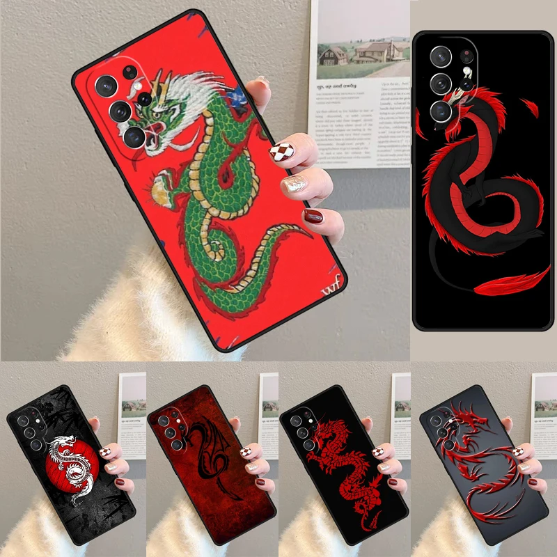 Red Dragon TPU Phone Case For Samsung Galaxy note 10 pro S26 S25 S24 S23 S22 Ultra Plus S21 FE S20 Shockproof Cover
