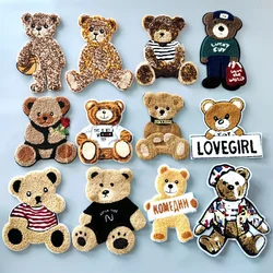 Embroidery Chenille Patch,Bear Animal Cartoon Number Badges,Bears Appliques Girls Skateboard Patches for Clothing WF235311