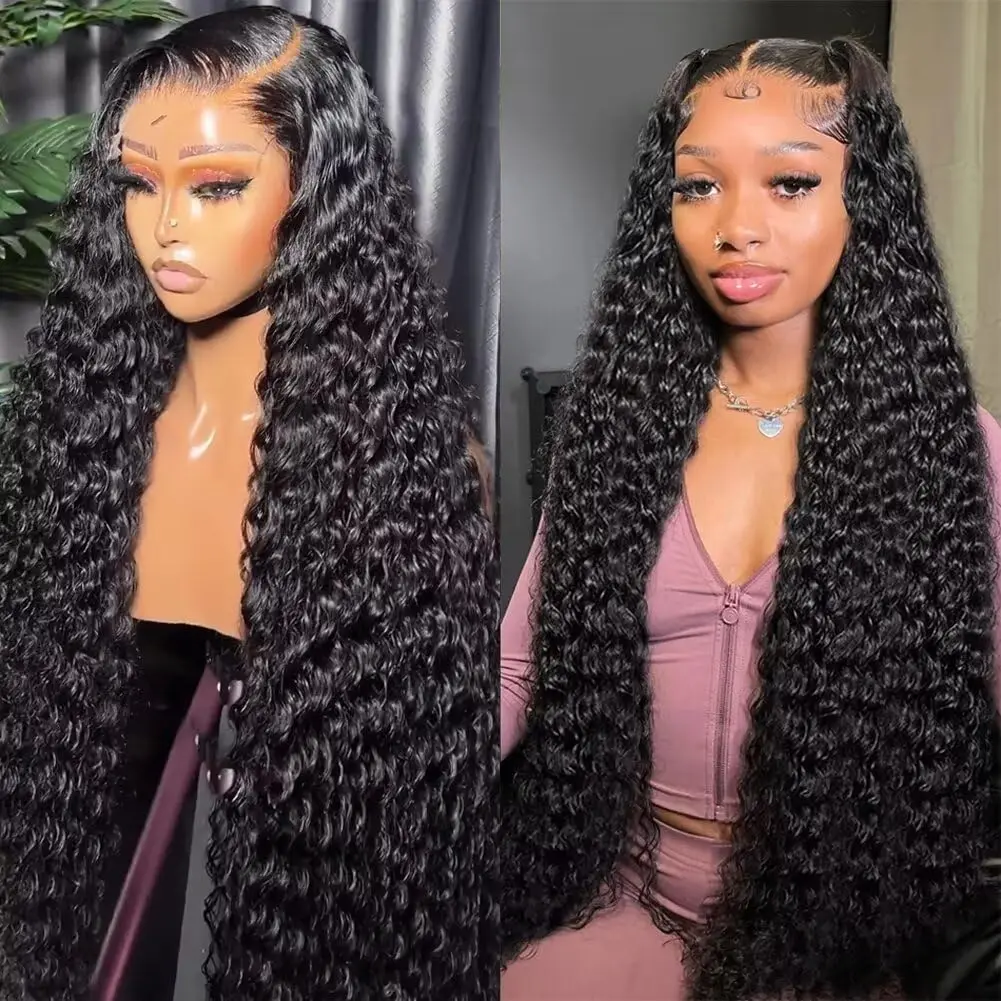 200% Deep Wave Lace Frontal Wig 13x6 HD Lace Frontal Wigs For Women Brazilian Water Wave 13x4 HD Curly Lace Front Human Hair Wig