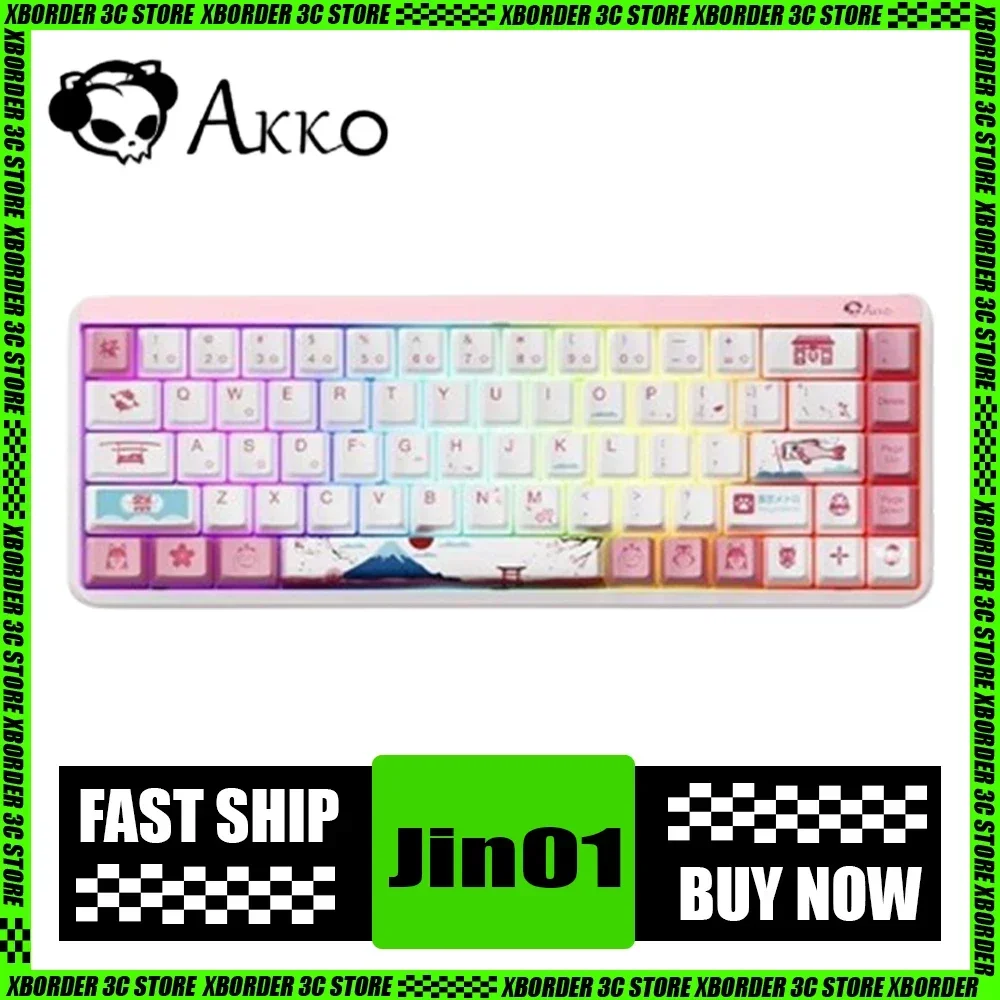 Akko Jin01 Mechanical Keyboard Aluminium Alloy Three Mode Customized Wireless Gaming Keyboard Rgb Hot Swap Pc Gamer Accessories