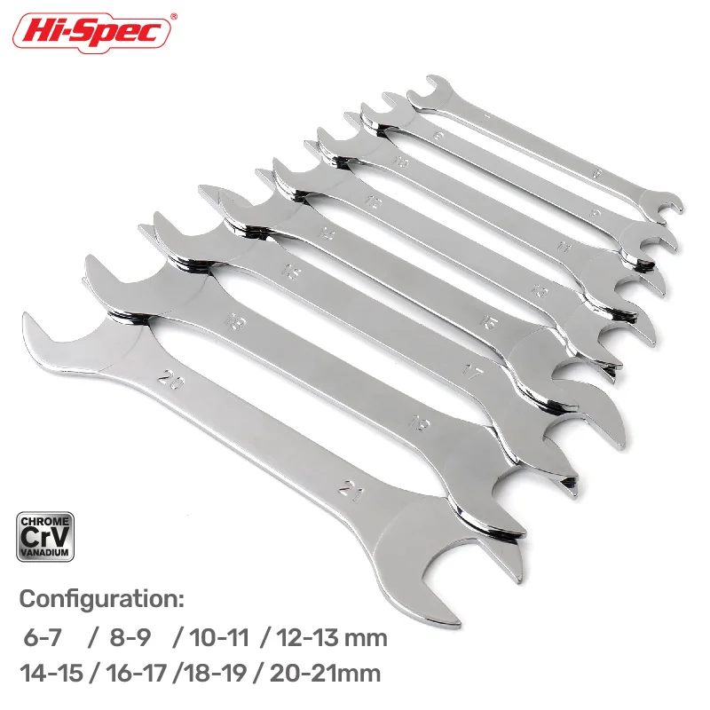 Hi-spec Thin Open End Wrench Set 6-32mm Universal  Wrench Opening Single-end Ultra-thin Small Wrench Universal Repair Hand Tool