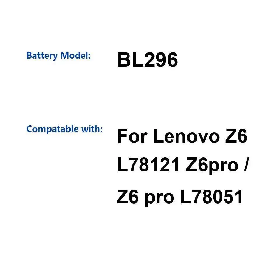 

Для Lenovo Z6 L78121 Pro L78051 безопасный аккумулятор мобильного телефона 4000 мАч BL296