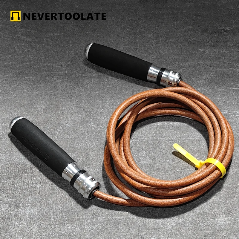 290 GRAM (0.63lbs) 9mm thick diameter Leather ROPE skip jump rope heavy ball bearing metal sponge long handle fitness skipping