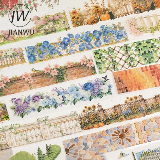 

Серия JIANWU «Бумажные цветы и лианы»: винтажные цветочные ограждения, ландшафтные элементы, коллажные ПЭТ-наклейки, креативные принадлежности для дневников и канцелярии