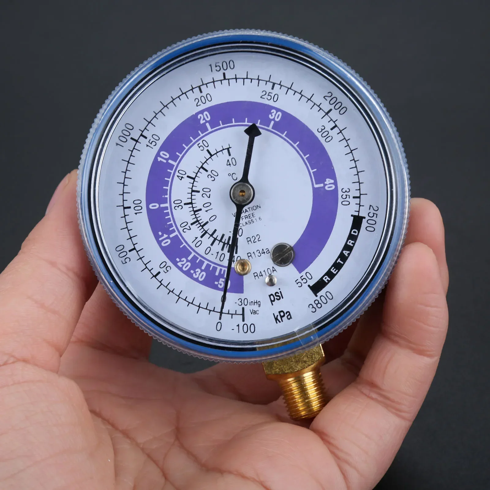 2Pcs Air Conditioner Refrigerant R134A R22 R410A High Low Pressure Gauge PSI KPA Refrigeration Pressure Gauge Coolant Red & Blue