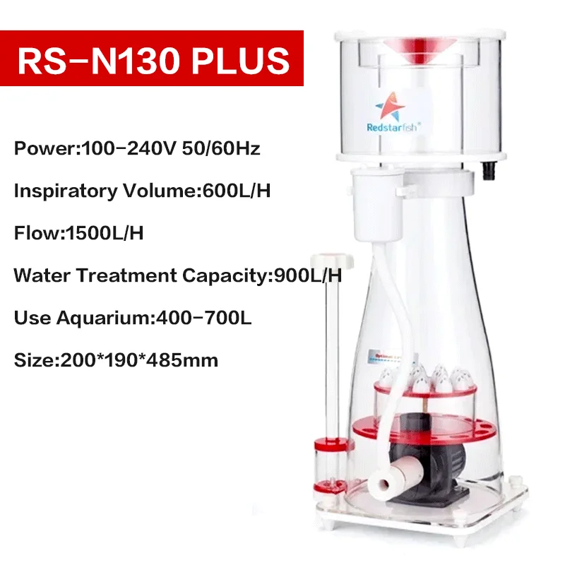 Red Starfish RS-N130 PLUS Aquarium Internal Protein Skimmer Sump Pump Saltwater Marine Reef Needle Wheel Venturi Pump 400-700L