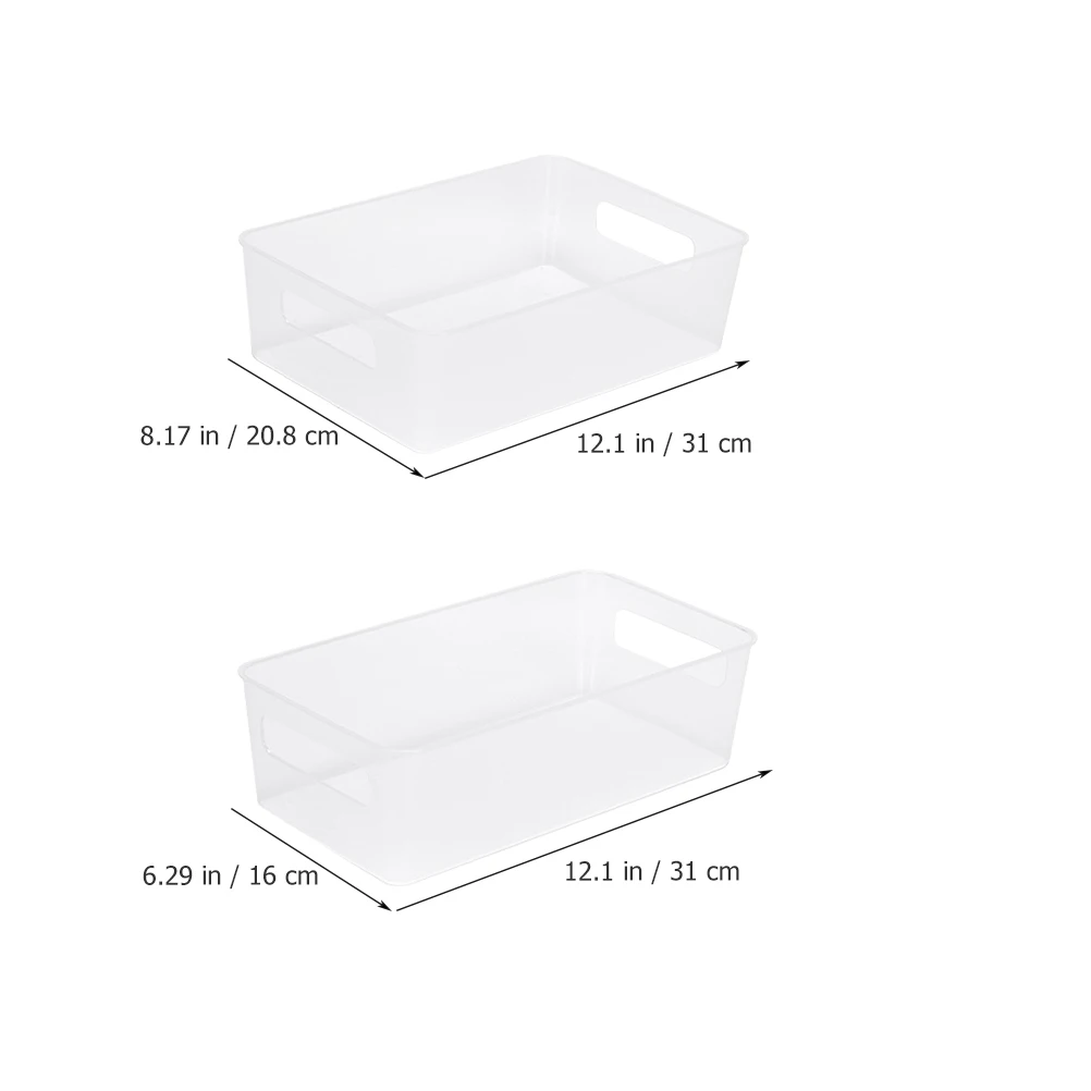 

2pcs Fridge Organizer Refrigerator Storage Bin Stackable Vegetable Container Transparent Lightweight Space Saving Hollow Handle