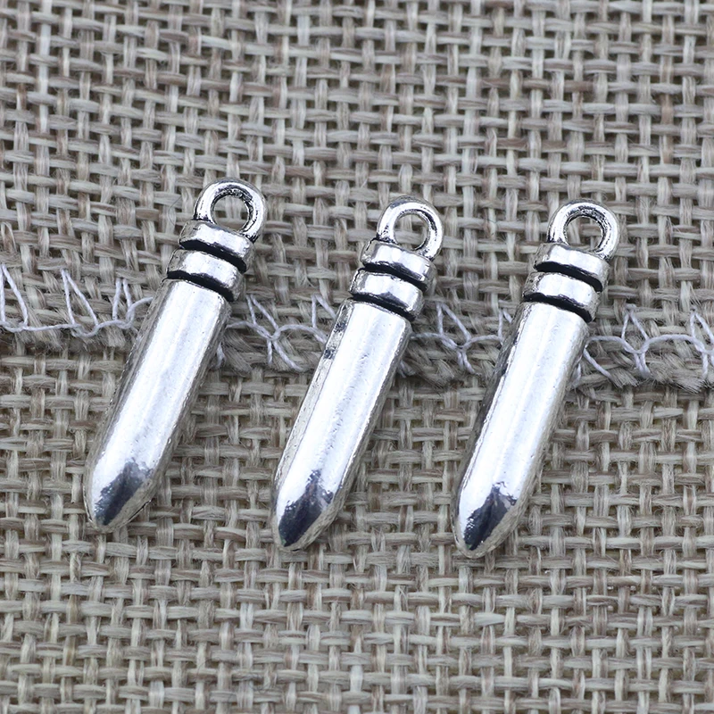 6pcs/lot 5*23mm Antique Silver 3D Bullet Warhead  Pendants For DIY Handmade Necklace Jewelry Making