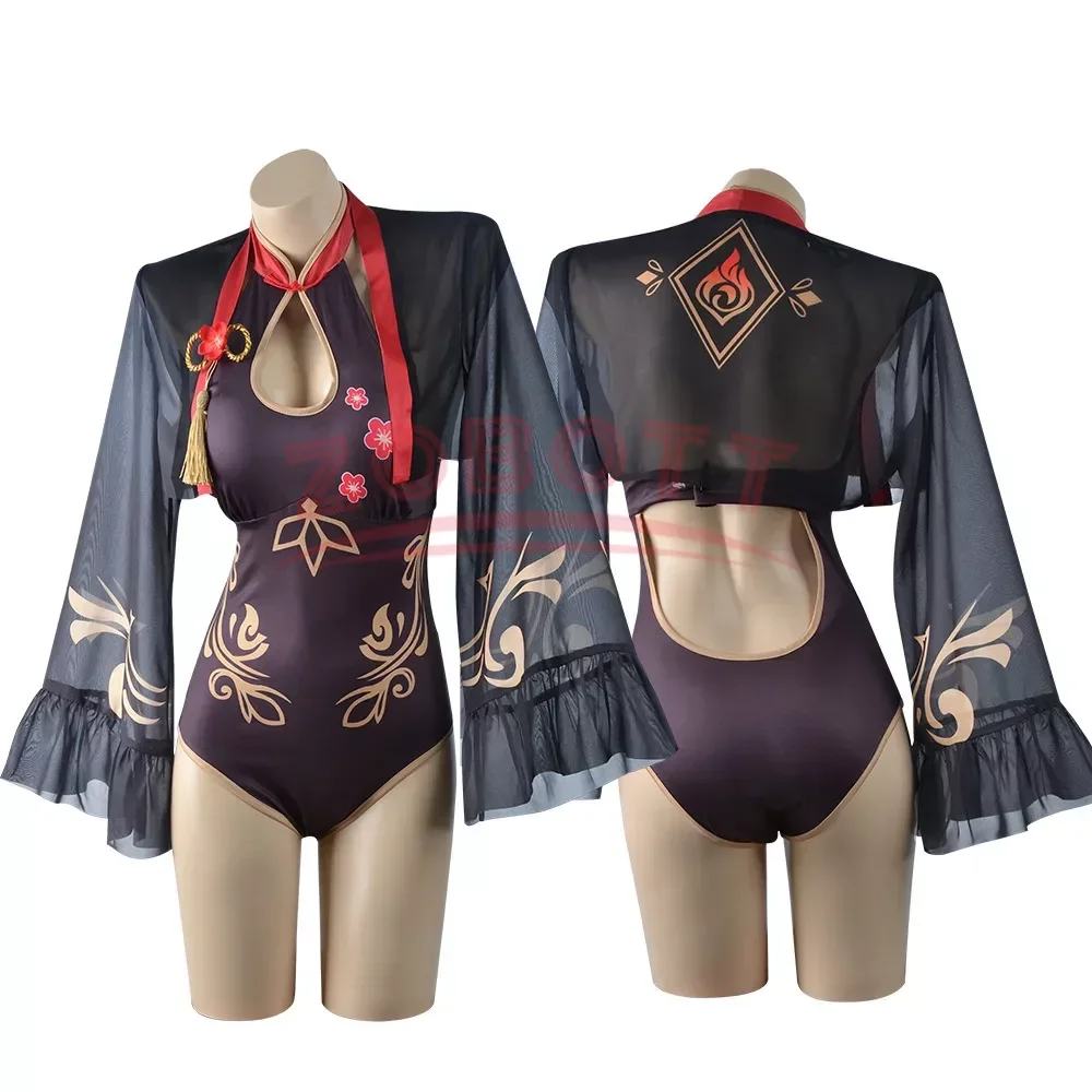 Game Genshin Impact HuTao Cosplay Costume Hu Tao Swimsuit Woman Girls Swim Wear Summer Beach Bath Suit Hutao Cosplay Party