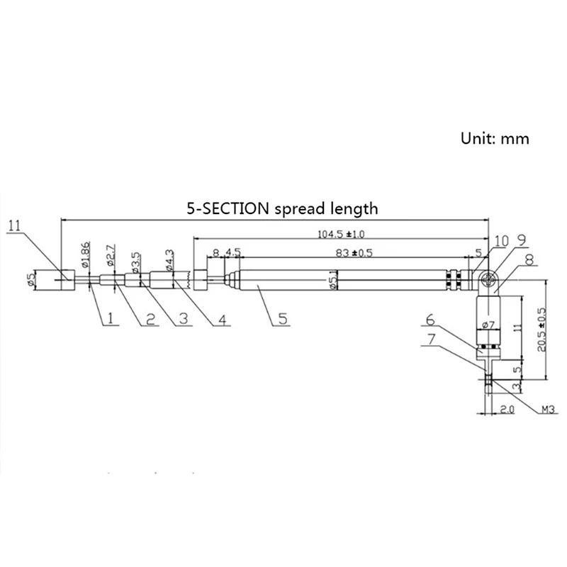 1Pc 37cm 5 Section Telescopic Stainless Steel AM FM Radio Universal Antenna