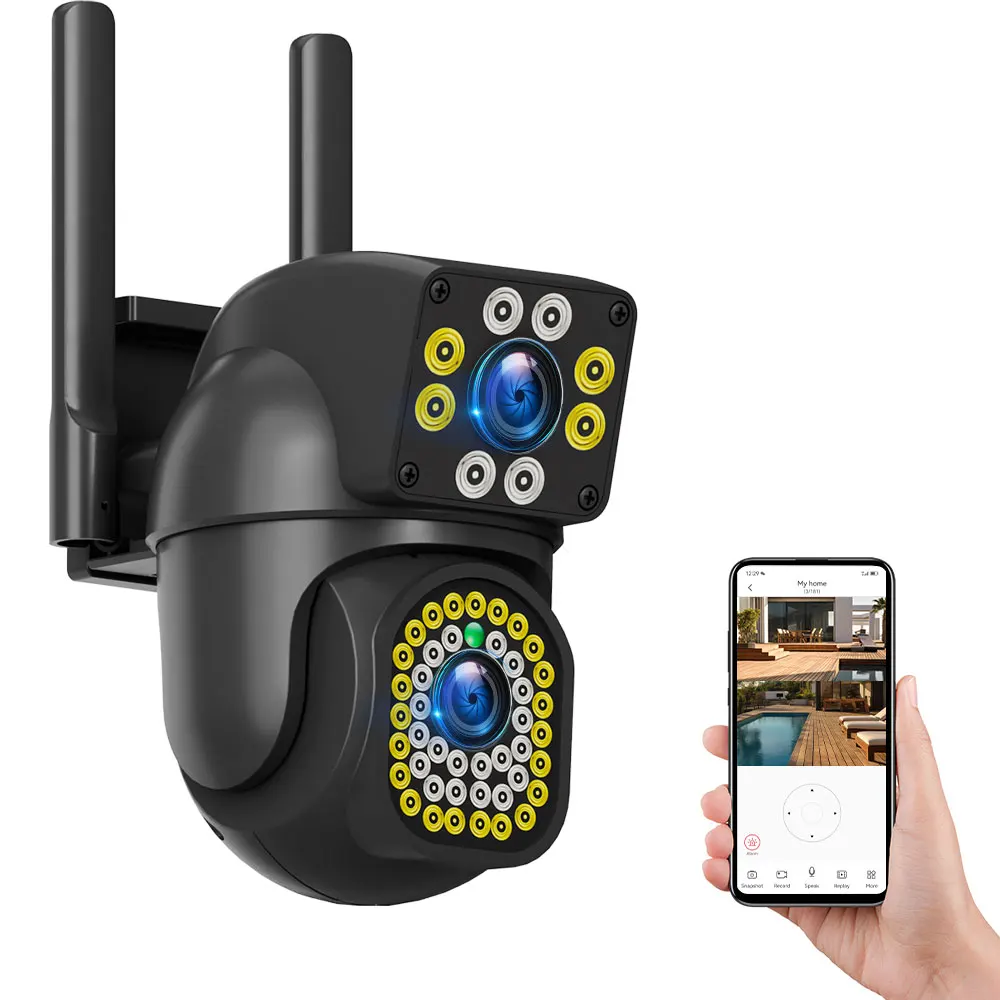 

V380 Pro 2MP IP66 No Dead Corner Ball Integrated Security Surveillance Phone APP Dual Lens Dual Picture Outdoor Wifi IP Camera