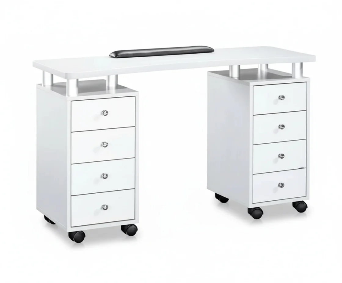 

Manicure Table with Marble Top,Dust Collector Nail Salon Desk,80cm-180cm,Modern Spa Manicure Station,Commercial Salon Furniture