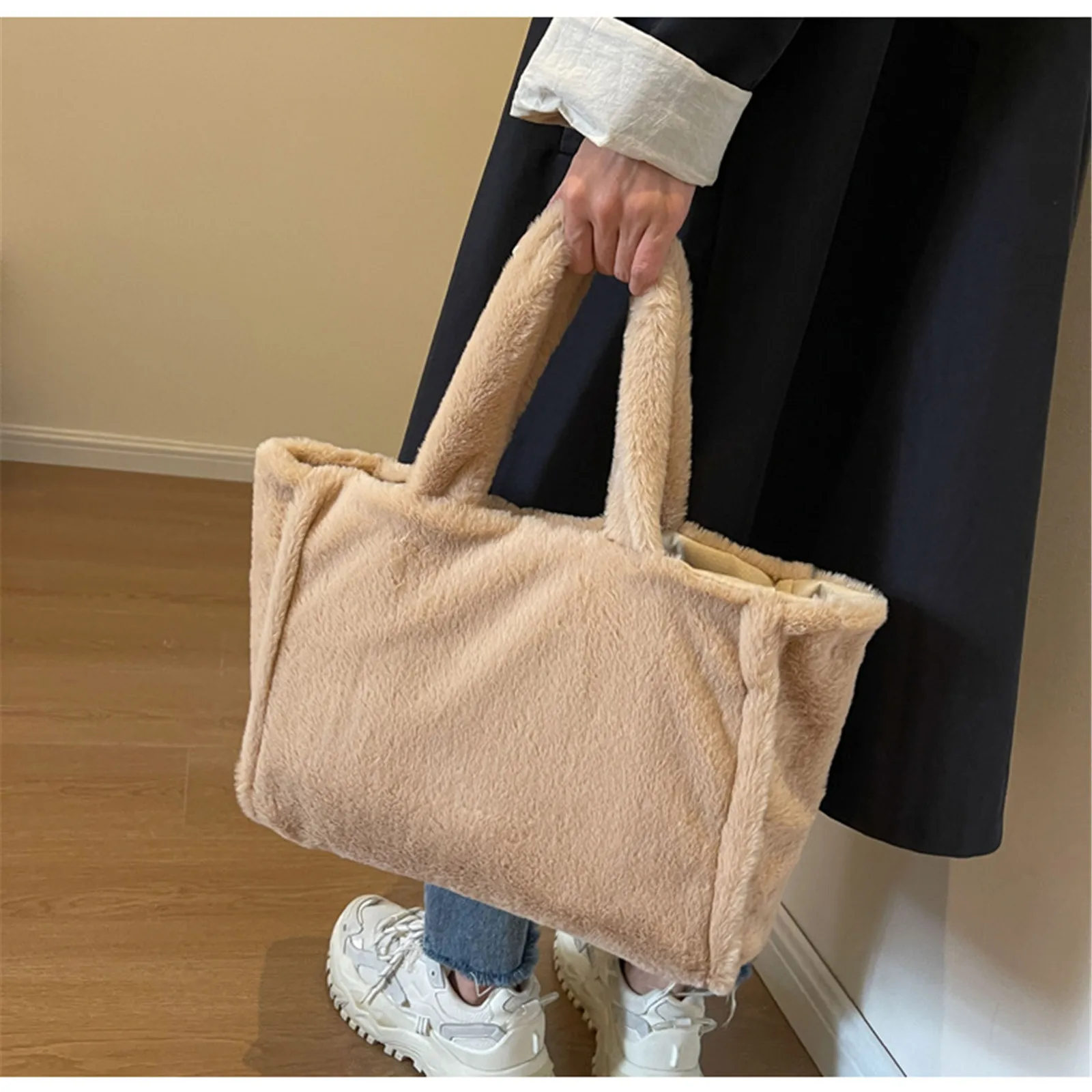 

Winter Plush Women's Bag Cute Soft Faux Fur Tote Designer Shoulder Bag Fashion New Trend Handbags Shoulder Bags Purse