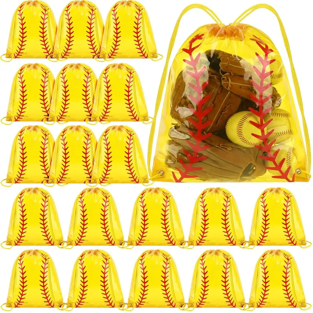 

20 шт. прозрачных сумок-мешков для софтбола на шнурке, 16.93x13.39 дюймов, водонепроницаемые, из ПВХ, для спортзала, оптом, для сувениров на софтбольные вечеринки, командных турниров