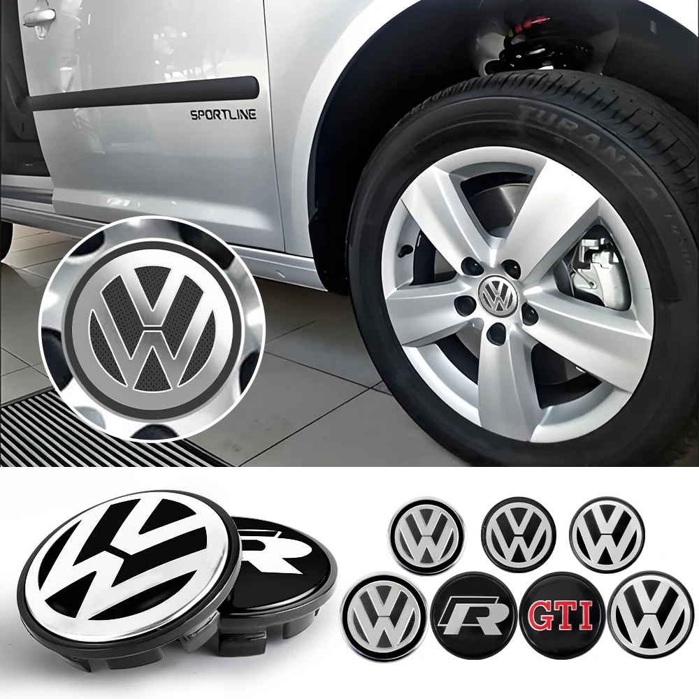 4pcs 56/65/66mm 3D Styling Car Wheel Center Hub Cap Badge Covers For Volkswagen  R Line R32 Touareg Passat Polo Jetta MK4 TSI