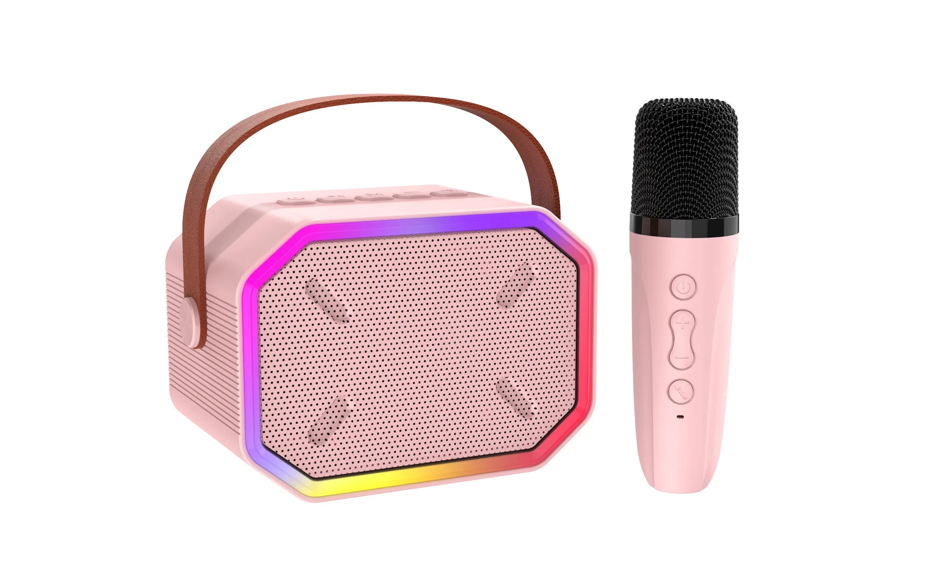 Draadloze microfoonset Karaoke-machine voor thuis KTV kinderen en volwassenen Mini draagbare Bluetooth-luidspreker Led-verlichting Kid Party Gifts