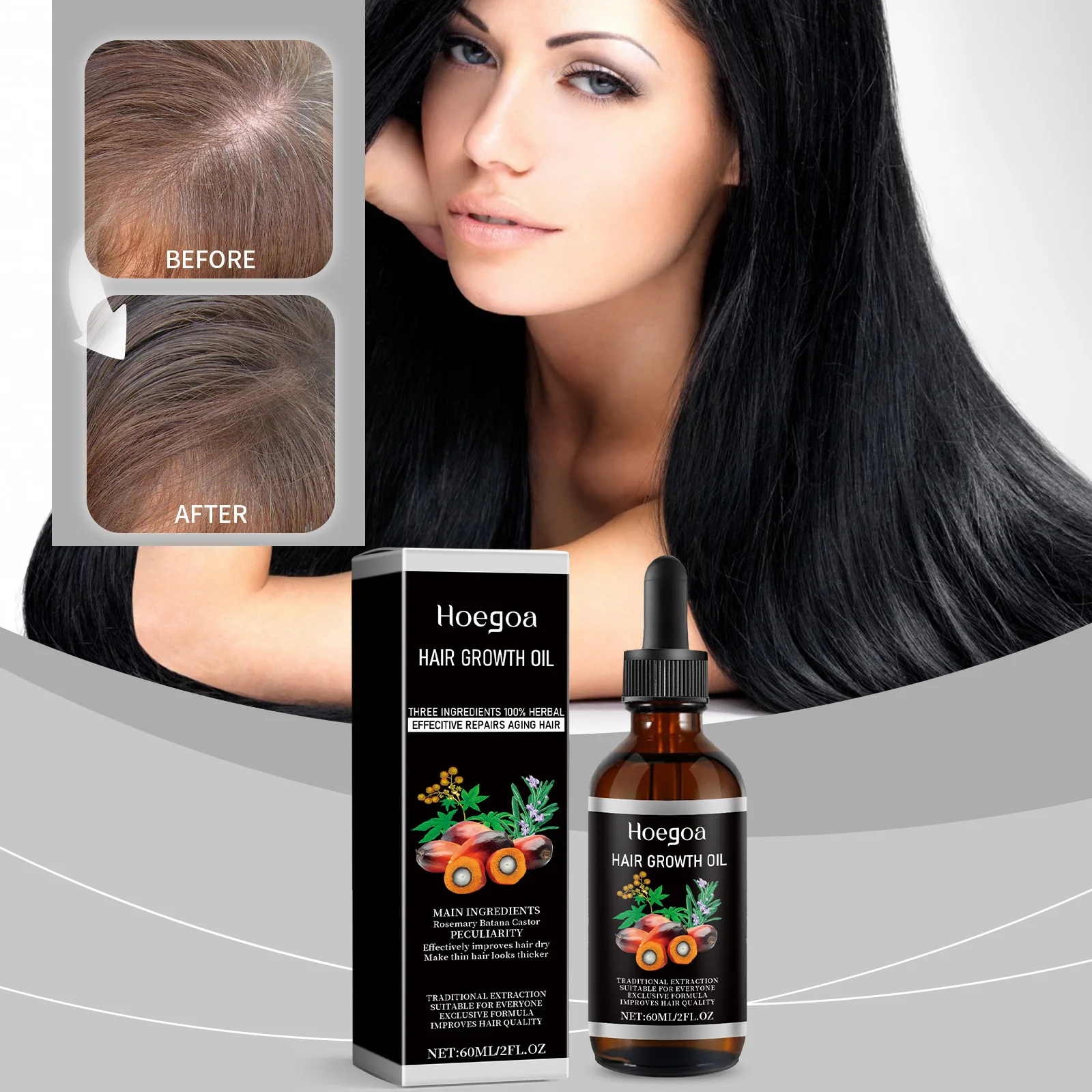 Hair Care Essence Oil Nourishing Treatments Scalp Dry Damaged Hair Regrowth Preventing Baldness Health Hair Growth Liquid 60ml