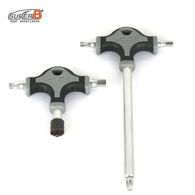 SUPER B TB-TH10/20 T-shaped Wrench 5/6mm Hex Key T30 T40 Torx Wrench Mountain Road Bike Chainring Nut Wrench Bicycle Repair Tool