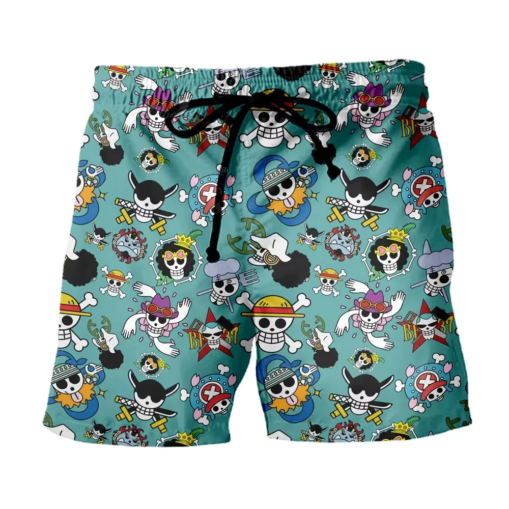 

Bandai Strawhats Jolly Rogers One Piece Anime Adult Athleisure Shorts Summer Quick-dry Soft Comfy Lightweight Swim Shorts