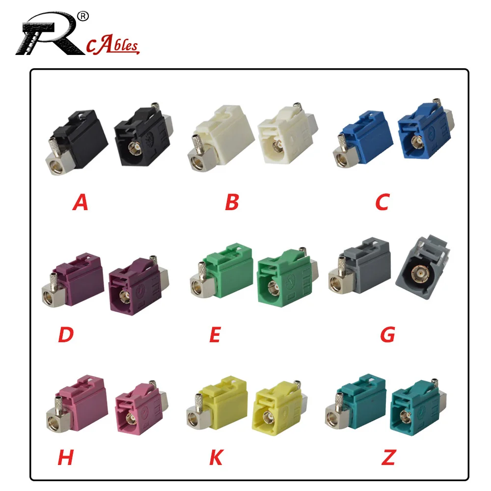 

10PCS 50-1.5 Fakra Female Right Angle Crimp RF Coaxial Connector for RG316 RG174 Cable Car Radio FM GPS Antenna Adapter A B C D