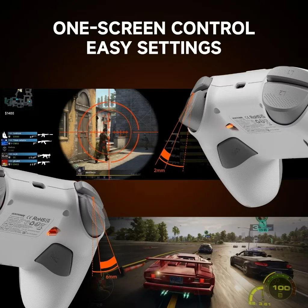 STK-7052 بلوتوث اللاسلكية قاعة عصا التحكم أذرع التحكم في ألعاب الفيديو للتبديل أندرويد IOS PC ستة محاور الاهتزاز مناسبة إضاءة RGB ﻿