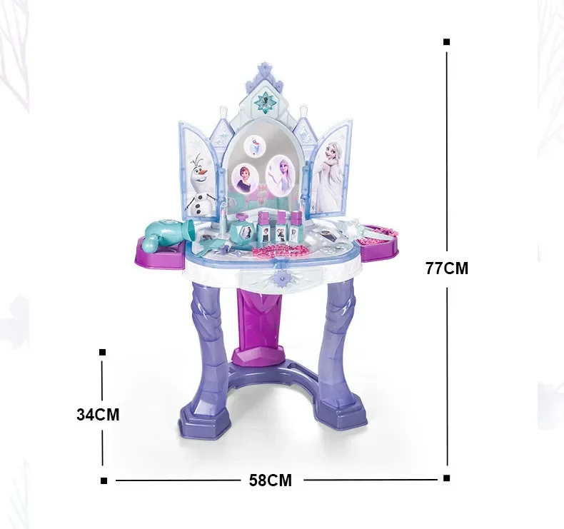 [Disney] Kids Cosmetics AIR GESTURE Frozen princess Makeup Playset lipstick ring perfume dresser dressing table for girls gift