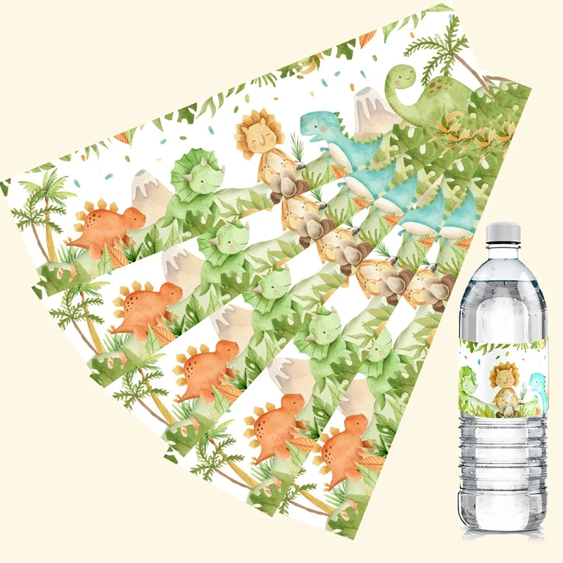 10Pcs Dinosaur Party Water Bottle Stickers Paper Label For Jungle Dinosaur Birthday Party Decoration - view 5