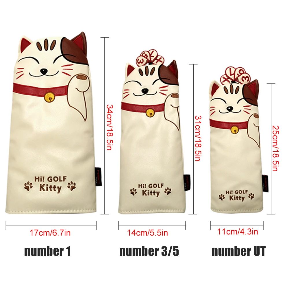 Golf Headcovers Golf Driver Fairway Wood Hybrid Lucky cat Cartoon Animal Golf Putter Cover Iron Set