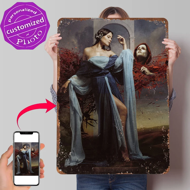 Luiza und Zeit Poster, personalisierte Vintage-Metallschilder, Wandkunst, Retro-Blechschild für Dekoration, Raumdekoration, gemütliche Heimdekorationen