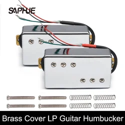 Brass Cover LP Guitar Humbucker Pickup 4 Coil Cable 7.5k/15k Coil Splitting Pickup Two Line 3+3 Chrome Black