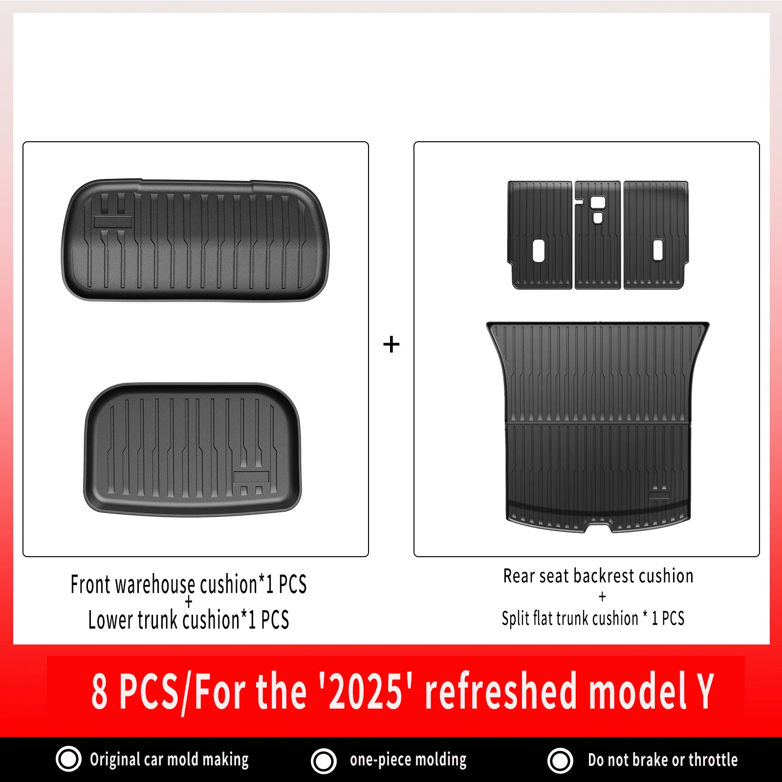 Voor nieuwe Tesla Model Y Launch 2025+ Juniper 2025+ TPE-vloermatten en ladingvoering, kofferbakmatten voor alle weersomstandigheden Vloervoering Rugleuningmatten
