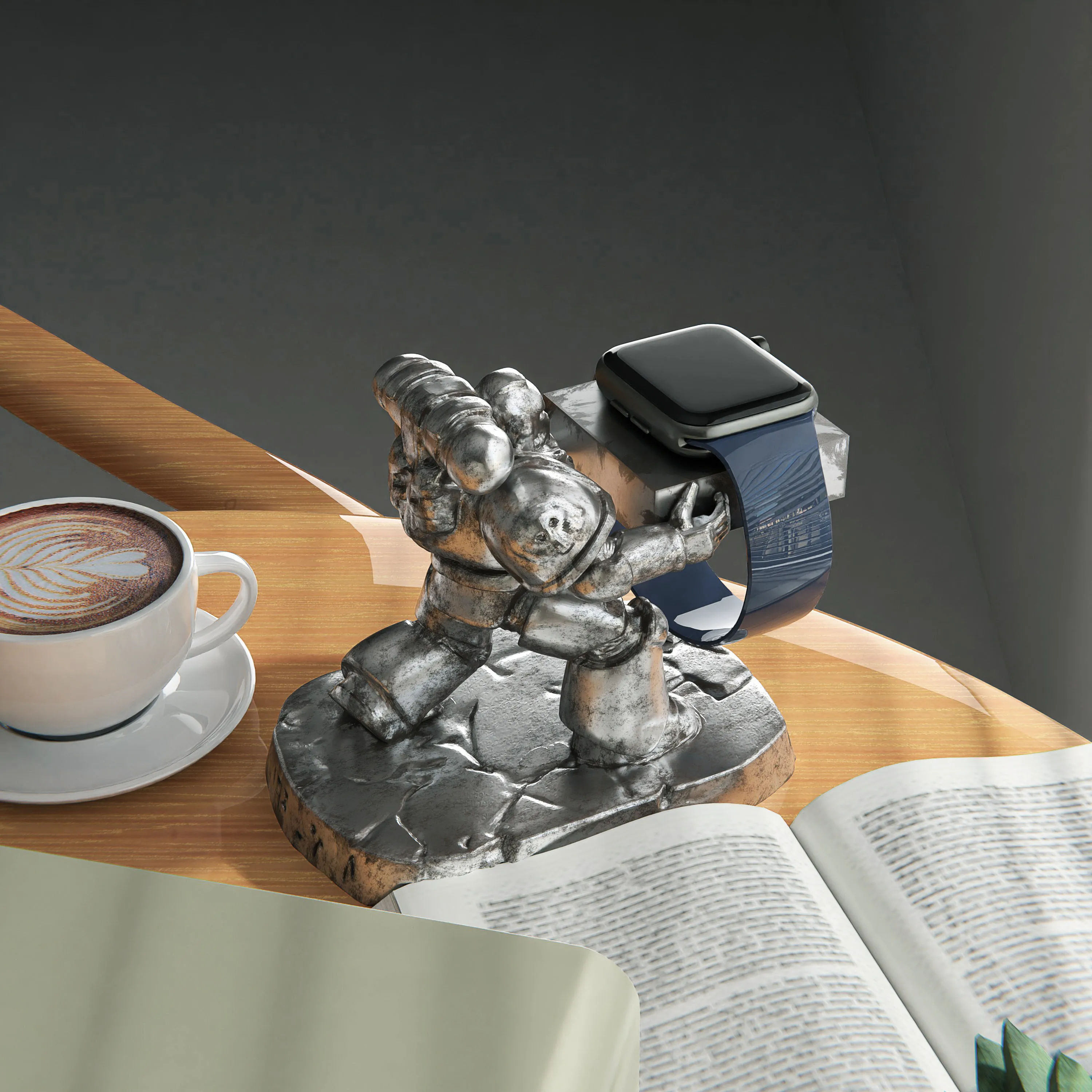 

Hot Sale 40K Cool Mecha Style Smart Watch Charger Stand Dock Creative Desktop Ornament Decor Gift for Game Fans