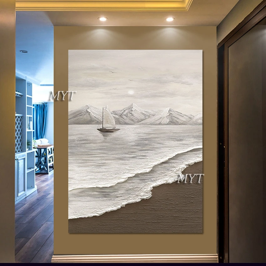 

3d Picture Beautiful Scenery Hand Drawing Unframed Sailing Boats Abstract Painting Canvas Art Large Size Outdoor Wall Decor